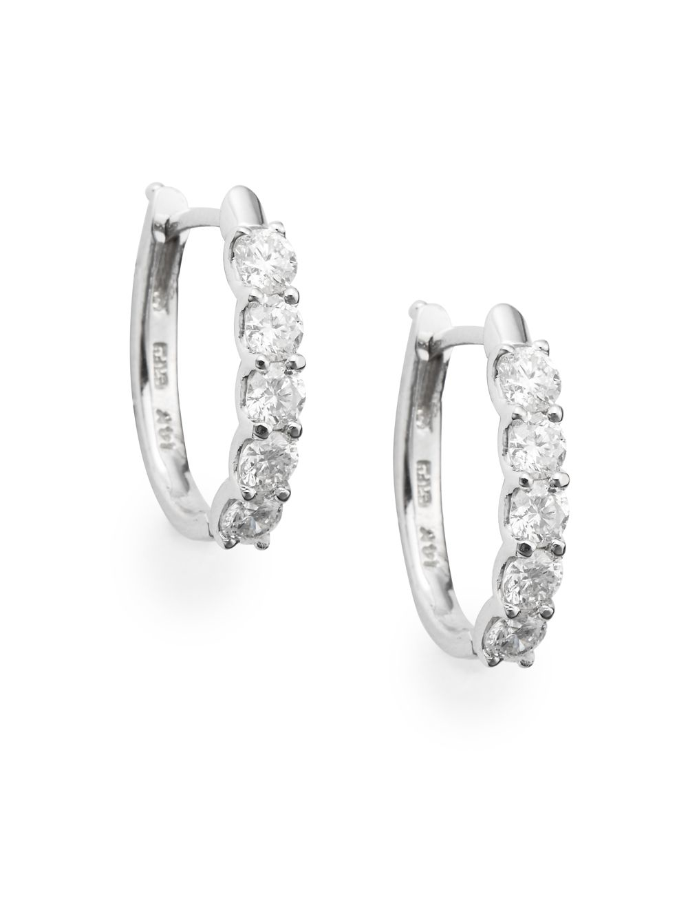 Effy Diamond & 14k White Gold Hoop Earrings in Metallic - Lyst